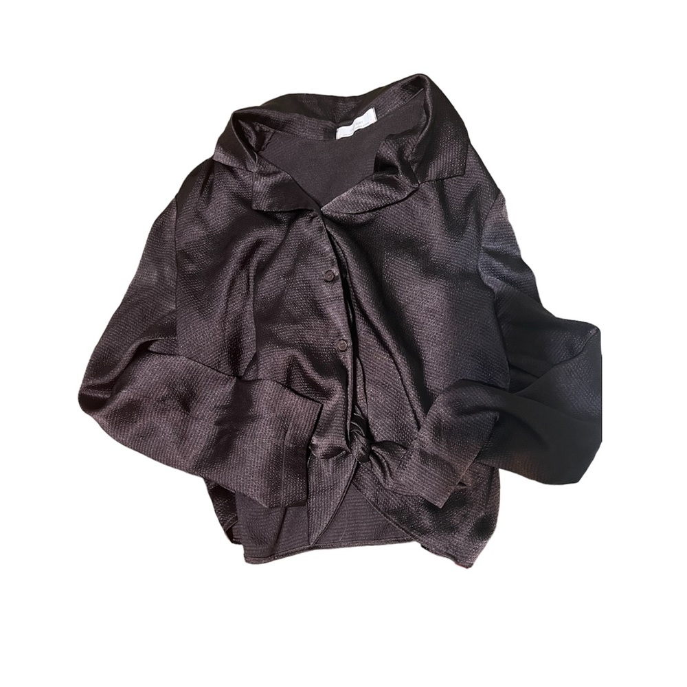 Oak+fort two piece top set tank and tie front crop - color brown
